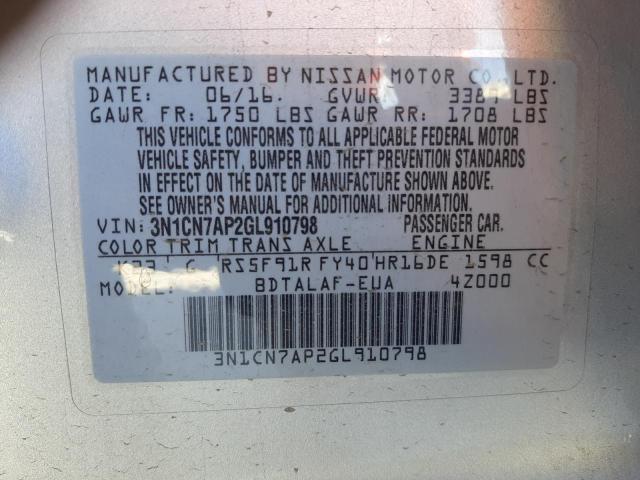 Photo 9 VIN: 3N1CN7AP2GL910798 - NISSAN VERSA S 