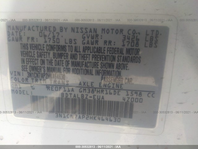 Photo 8 VIN: 3N1CN7AP2HK464630 - NISSAN VERSA SEDAN 