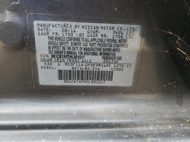 Photo 9 VIN: 3N1CN7AP2HL801517 - NISSAN VERSA S 