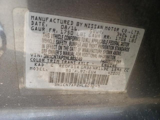 Photo 11 VIN: 3N1CN7AP2HL803249 - NISSAN VERSA 