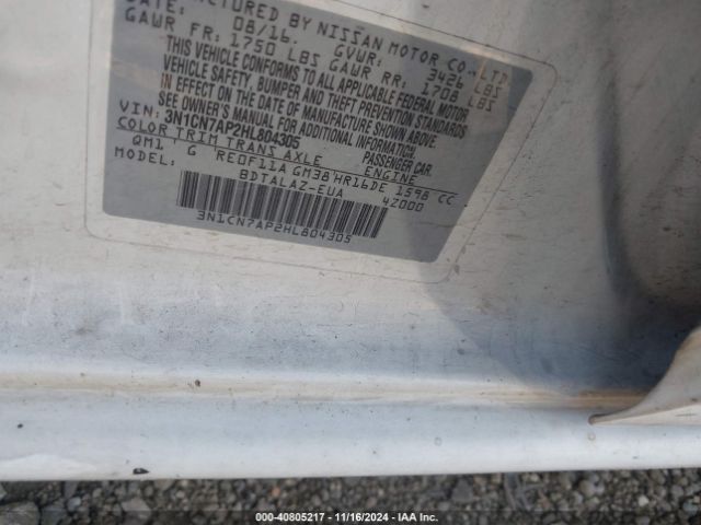 Photo 8 VIN: 3N1CN7AP2HL804305 - NISSAN VERSA 