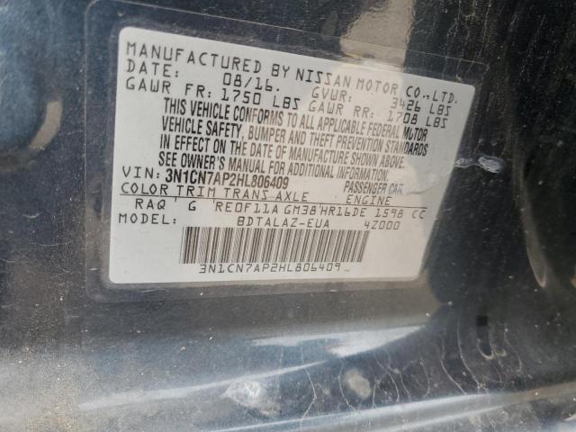 Photo 12 VIN: 3N1CN7AP2HL806409 - NISSAN VERSA S 