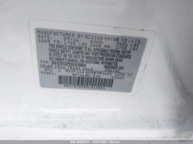 Photo 8 VIN: 3N1CN7AP2HL815854 - NISSAN VERSA 