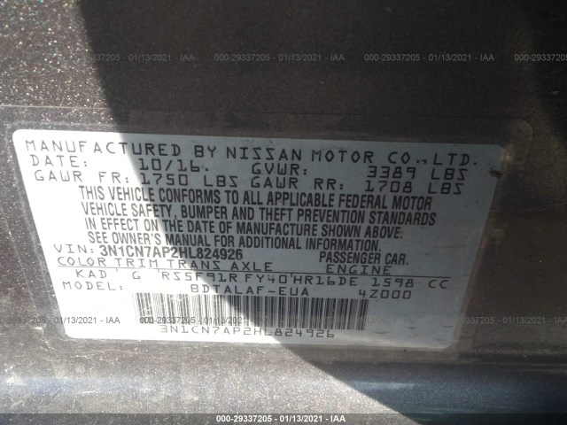 Photo 8 VIN: 3N1CN7AP2HL824926 - NISSAN VERSA SEDAN 