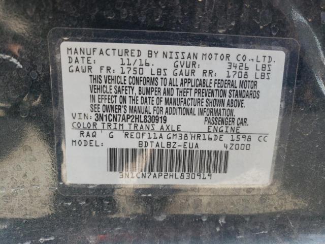 Photo 11 VIN: 3N1CN7AP2HL830919 - NISSAN VERSA S 