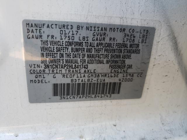 Photo 9 VIN: 3N1CN7AP2HL841743 - NISSAN VERSA S 