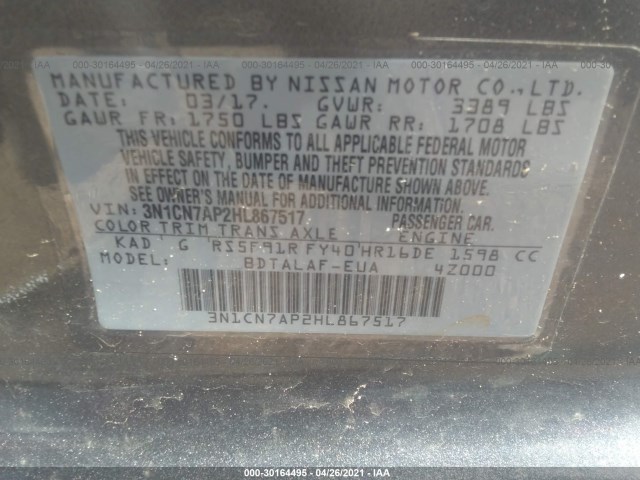 Photo 8 VIN: 3N1CN7AP2HL867517 - NISSAN VERSA SEDAN 