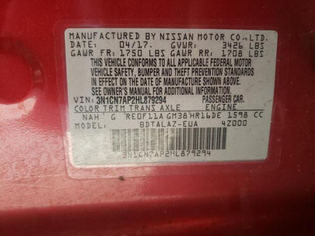 Photo 9 VIN: 3N1CN7AP2HL879294 - NISSAN VERSA S 