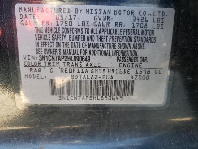 Photo 9 VIN: 3N1CN7AP2HL890649 - NISSAN VERSA S 