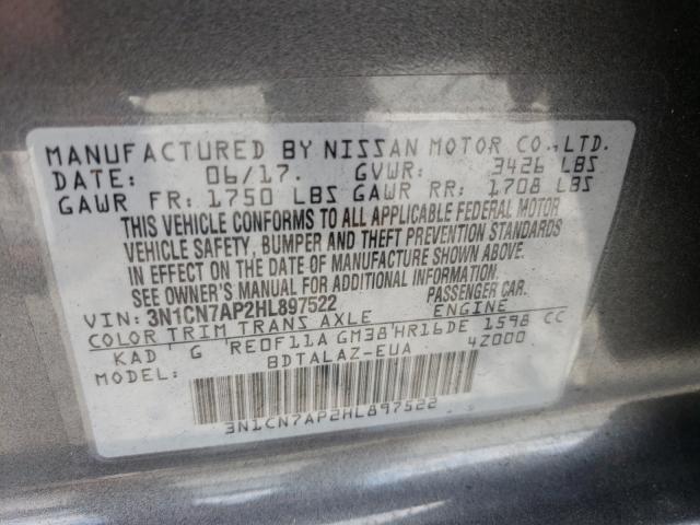 Photo 9 VIN: 3N1CN7AP2HL897522 - NISSAN VERSA S 