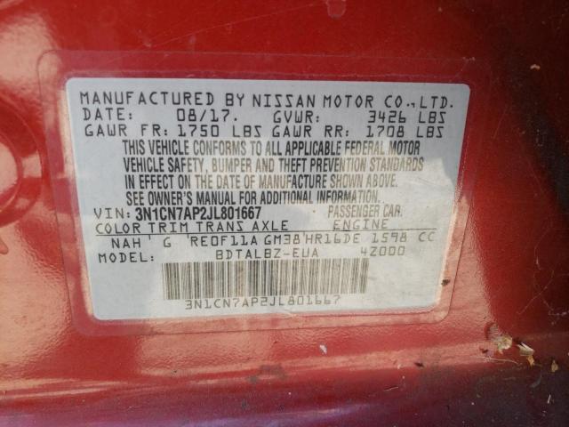 Photo 9 VIN: 3N1CN7AP2JL801667 - NISSAN VERSA S 