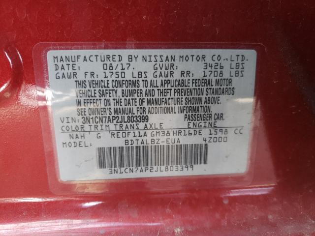 Photo 9 VIN: 3N1CN7AP2JL803399 - NISSAN VERSA S 