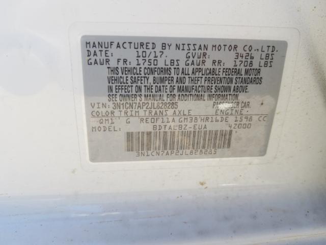 Photo 9 VIN: 3N1CN7AP2JL828285 - NISSAN VERSA S 