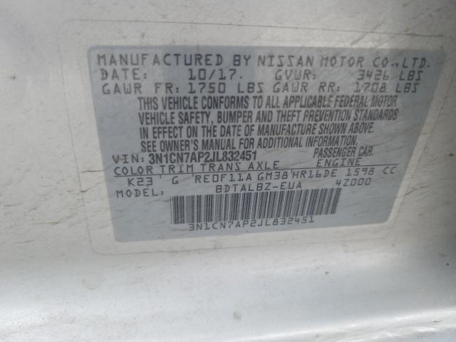 Photo 9 VIN: 3N1CN7AP2JL832451 - NISSAN VERSA S 