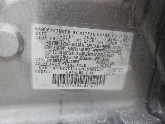 Photo 11 VIN: 3N1CN7AP2JL844633 - NISSAN VERSA S 