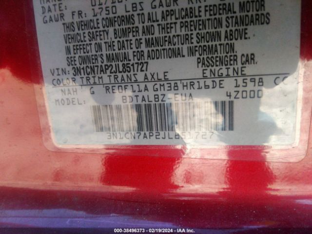 Photo 8 VIN: 3N1CN7AP2JL851727 - NISSAN VERSA 