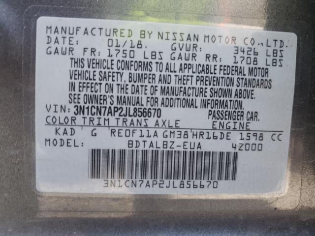 Photo 9 VIN: 3N1CN7AP2JL856670 - NISSAN VERSA S 