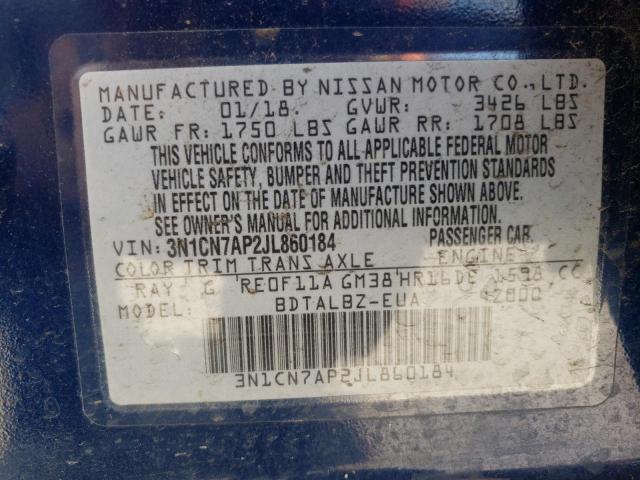 Photo 11 VIN: 3N1CN7AP2JL860184 - NISSAN VERSA S 