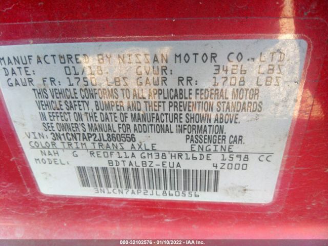 Photo 8 VIN: 3N1CN7AP2JL860556 - NISSAN VERSA SEDAN 