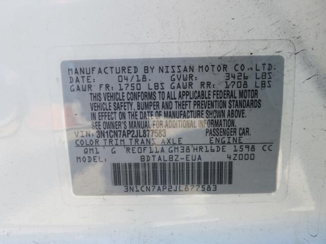 Photo 9 VIN: 3N1CN7AP2JL877583 - NISSAN VERSA S 