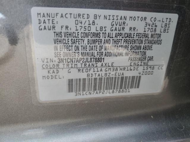 Photo 11 VIN: 3N1CN7AP2JL878801 - NISSAN VERSA S 