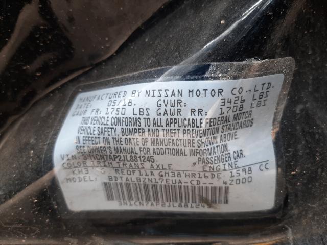 Photo 9 VIN: 3N1CN7AP2JL881245 - NISSAN VERSA S 