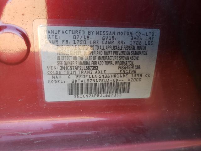 Photo 9 VIN: 3N1CN7AP2JL887353 - NISSAN VERSA S 