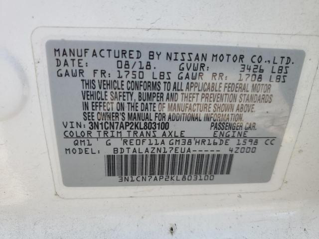 Photo 11 VIN: 3N1CN7AP2KL803100 - NISSAN VERSA 