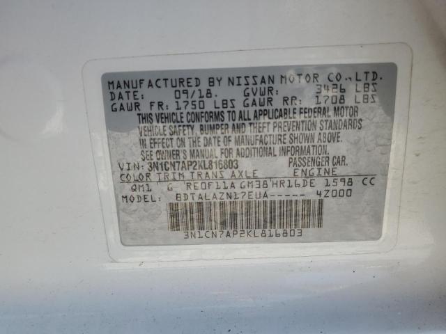 Photo 11 VIN: 3N1CN7AP2KL816803 - NISSAN VERSA S 