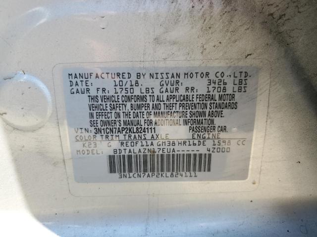 Photo 11 VIN: 3N1CN7AP2KL824111 - NISSAN VERSA S 