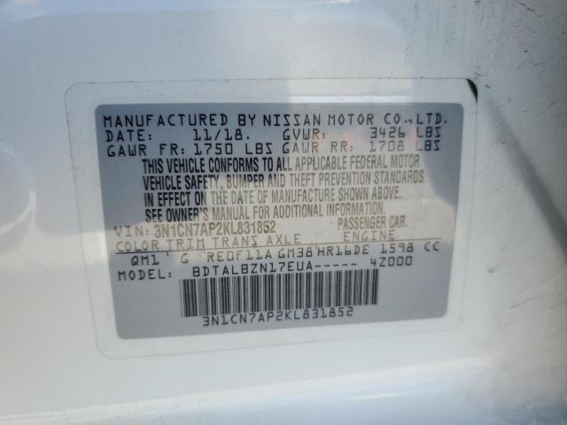 Photo 11 VIN: 3N1CN7AP2KL831852 - NISSAN VERSA S 