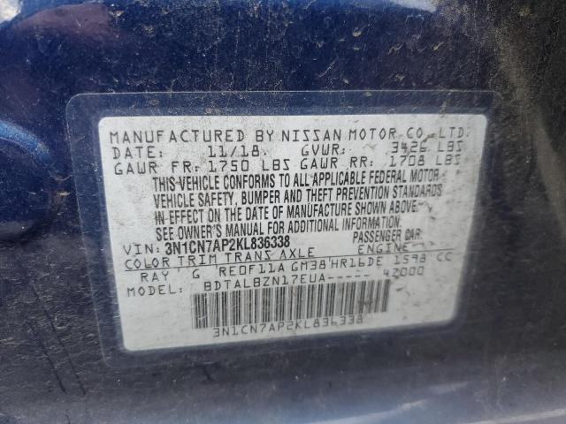 Photo 11 VIN: 3N1CN7AP2KL836338 - NISSAN VERSA 