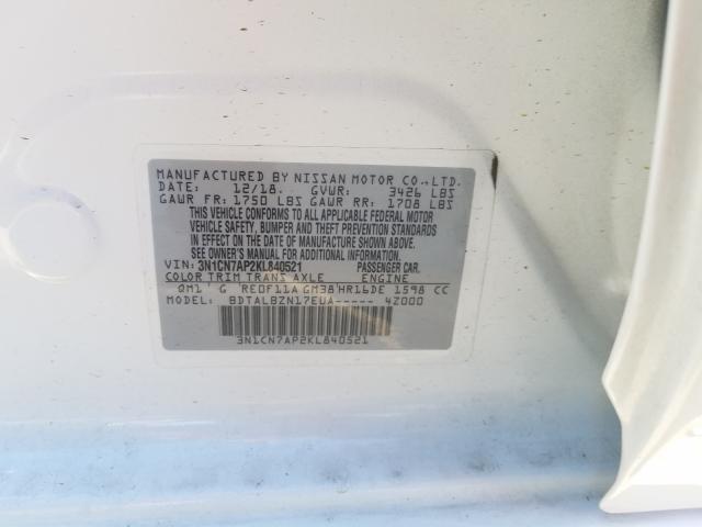 Photo 9 VIN: 3N1CN7AP2KL840521 - NISSAN VERSA S 