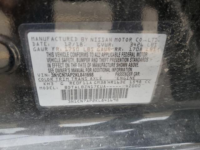 Photo 12 VIN: 3N1CN7AP2KL841698 - NISSAN VERSA S 