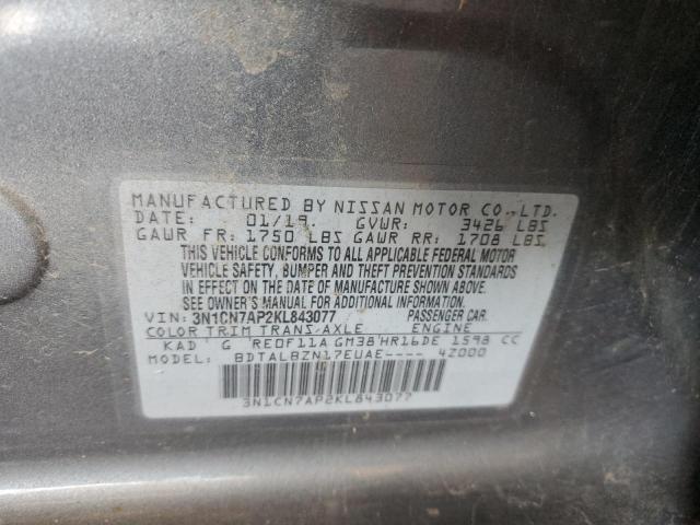 Photo 11 VIN: 3N1CN7AP2KL843077 - NISSAN VERSA 