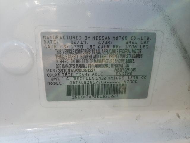 Photo 9 VIN: 3N1CN7AP2KL851227 - NISSAN VERSA S 