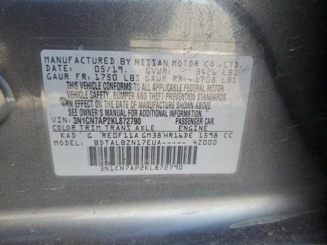 Photo 11 VIN: 3N1CN7AP2KL872790 - NISSAN VERSA 