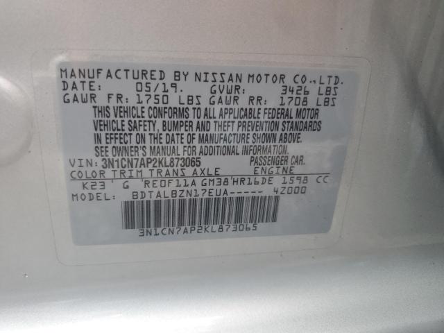 Photo 12 VIN: 3N1CN7AP2KL873065 - NISSAN VERSA S 