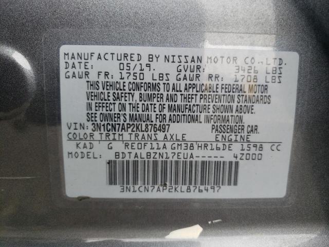 Photo 11 VIN: 3N1CN7AP2KL876497 - NISSAN VERSA 