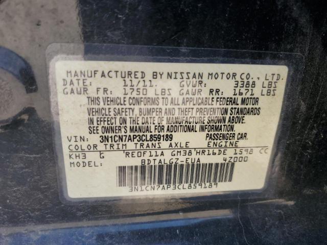 Photo 12 VIN: 3N1CN7AP3CL859189 - NISSAN VERSA S 