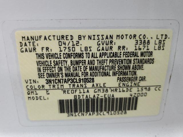 Photo 11 VIN: 3N1CN7AP3CL910528 - NISSAN VERSA 