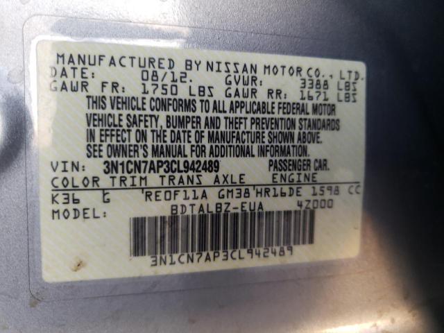 Photo 9 VIN: 3N1CN7AP3CL942489 - NISSAN VERSA S 