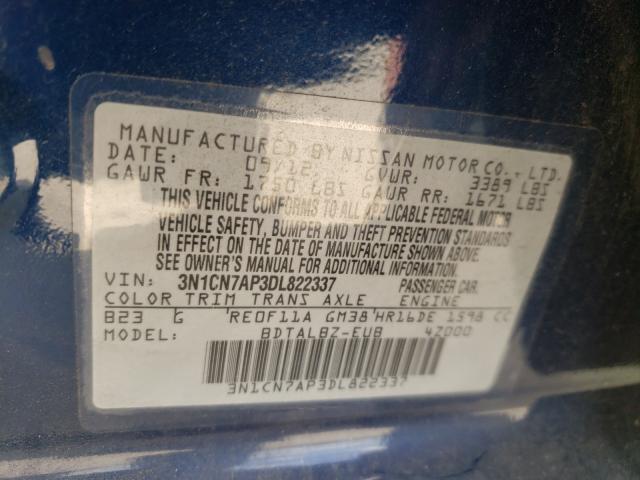 Photo 9 VIN: 3N1CN7AP3DL822337 - NISSAN VERSA S 