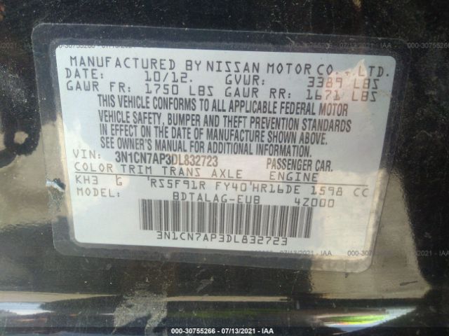 Photo 8 VIN: 3N1CN7AP3DL832723 - NISSAN VERSA 