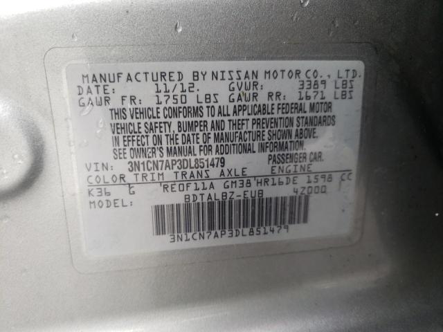 Photo 9 VIN: 3N1CN7AP3DL851479 - NISSAN VERSA S 