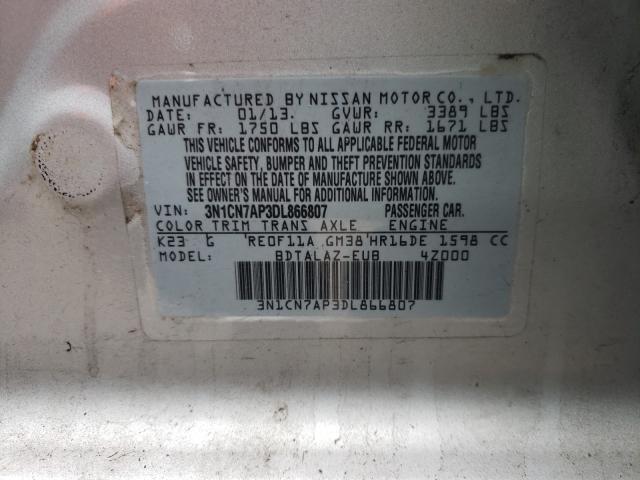 Photo 9 VIN: 3N1CN7AP3DL866807 - NISSAN VERSA S 