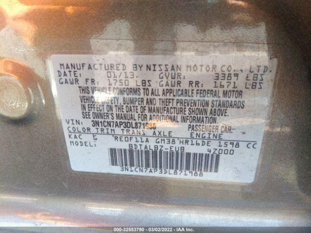 Photo 8 VIN: 3N1CN7AP3DL871988 - NISSAN VERSA 