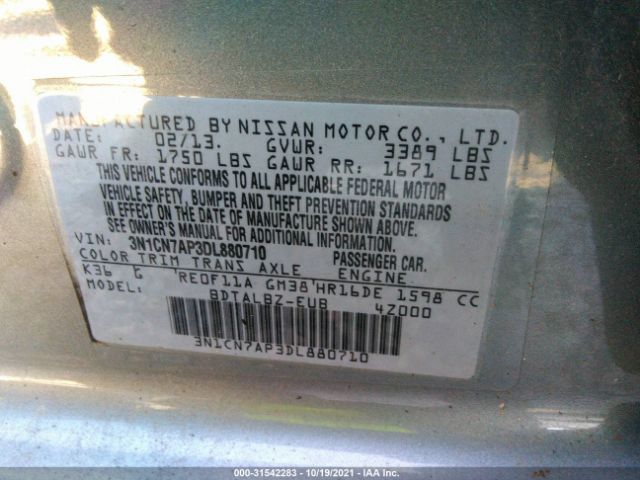 Photo 8 VIN: 3N1CN7AP3DL880710 - NISSAN VERSA 