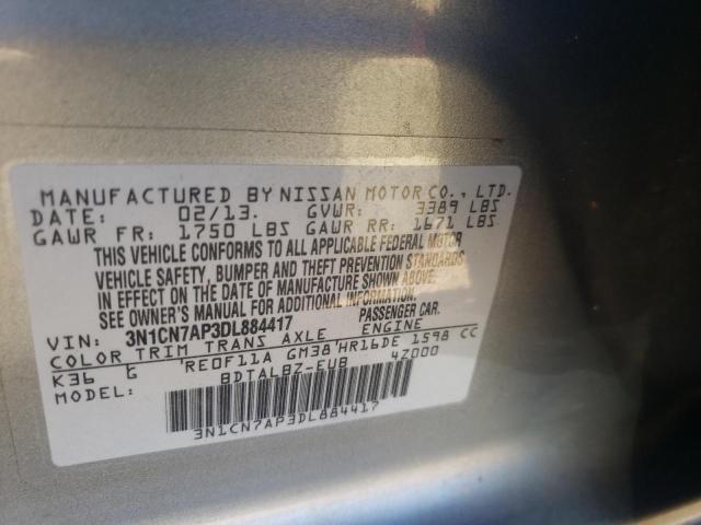 Photo 9 VIN: 3N1CN7AP3DL884417 - NISSAN VERSA S 