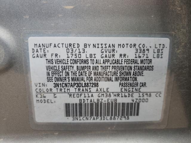 Photo 9 VIN: 3N1CN7AP3DL887298 - NISSAN VERSA S 